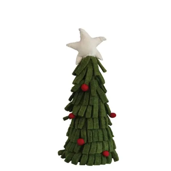 Hello Honey&reg; 11.5" Handmade Wool Felt Tree with Star & Pom Poms {1}