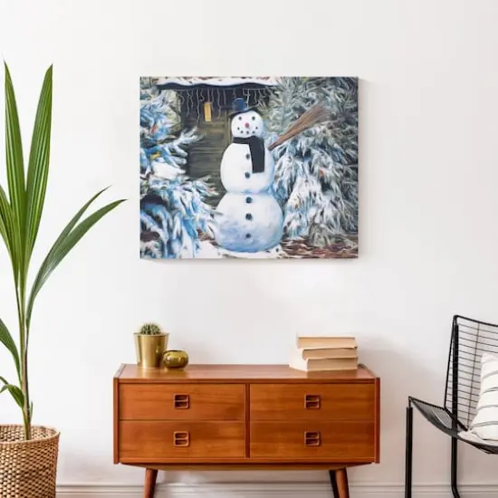 Winter Snowman 24x20 Canvas Wall Art {5}