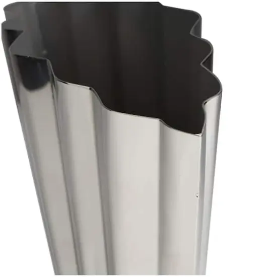 12" Silver Stainless Steel Vase with Zig Zag Edging {4}