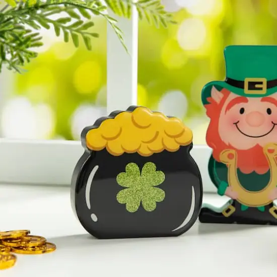 Glitzhome&reg; St. Patrick's Shamrock, Pot of Gold & Leprechaun Table D&eacute;cor Set {6}