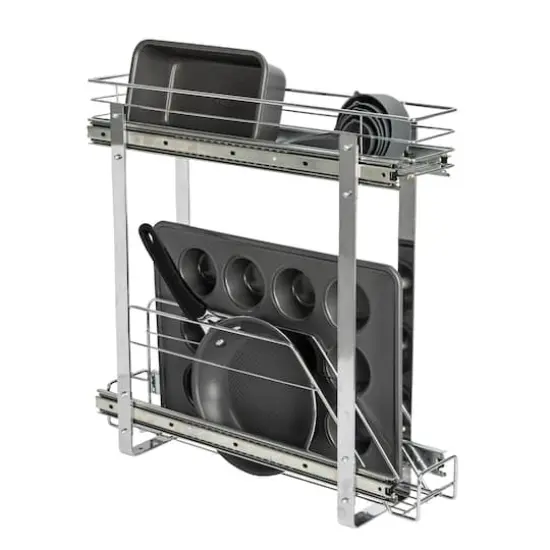 Household Essentials Glidez Chrome-Plated Steel 2-Tier Dual-Sliding Storage Organizer {4}