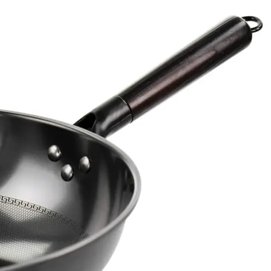 Gibson Home&reg; Debossed 13'' Black Heavy Gauge Carbon Steel Wok {5}