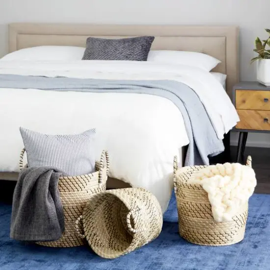 Beige Seagrass Modern Storage Basket Set {8}