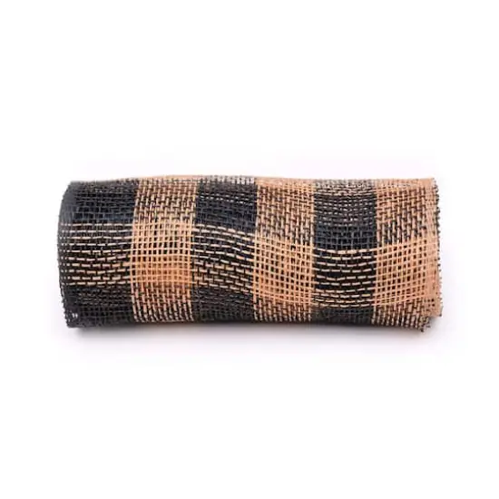 10" x 19ft. Black & Natural Plaid Poly Burlap Mesh by Celebrate It&trade; {5}