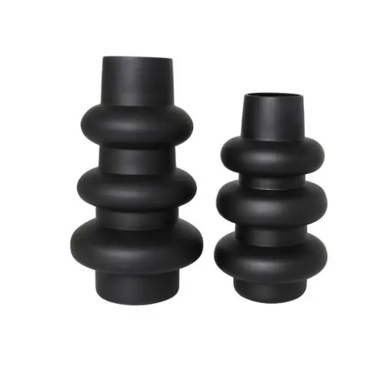Black Bubble Ribbed Glass Vase Set {10}