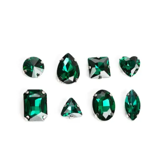 CousinDIY Silver Emerald Glass Sew-On Rhinestones, 48ct. {4}