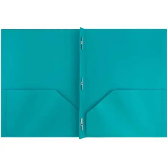 JAM Paper 9.5" x 11" Plastic 2 Pocket School POP Folders with Clasps, 6ct. Teal Blue {4}