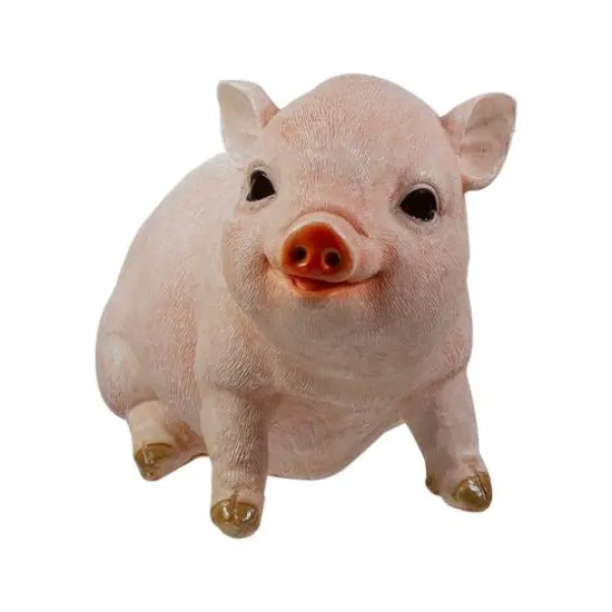 12.5" Realistic Pink Piglet Outdoor Garden Statue {6}