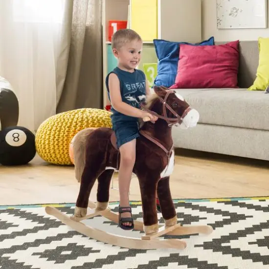 Toy Time Brown Plush Rocking Horse with Saddle {4}