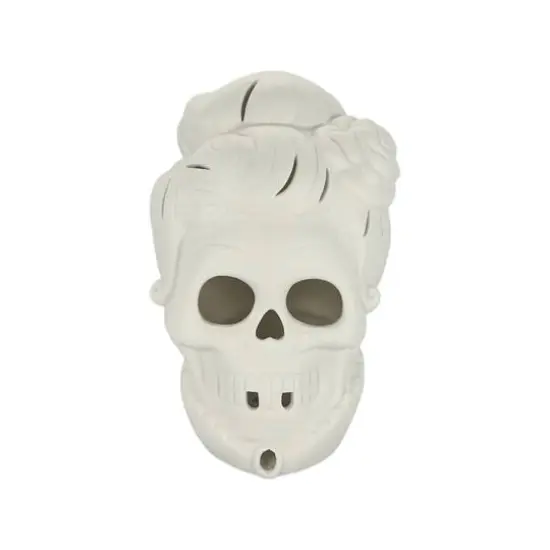 8" DIY Ceramic LED Fancy Updo Skull D&eacute;cor by Make Market&reg; {1}