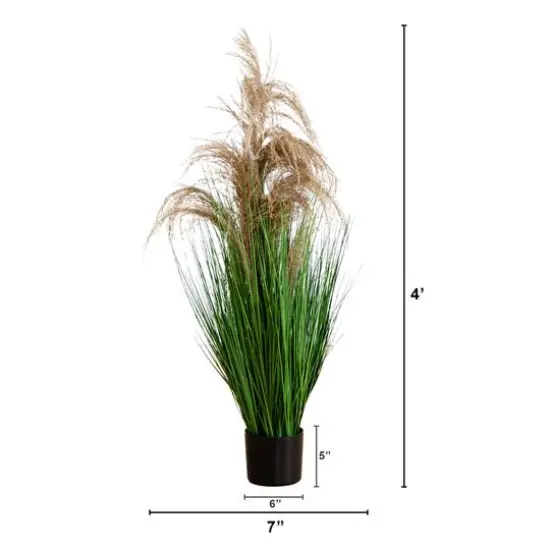 4ft. Green & Brown Artificial Pampas Grass in Black Pot {6}