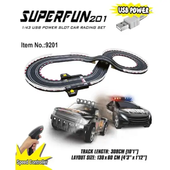 Joysway&reg; SuperFun 201 USB Power Slot Car Racing Set {3}