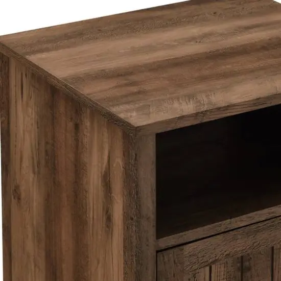 Walker Edison 18" Reclaimed Barn Wood Side Table with Grooved Door {9}