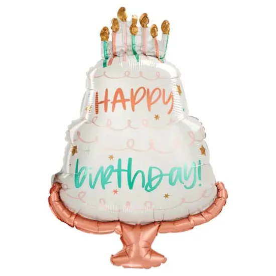SuperShape&trade; 28" Happy Birthday Cake Foil Balloon {1}