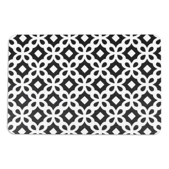 Artsy Mats Black Quatrefoil White Stone Non-Slip Bath Mat {1}