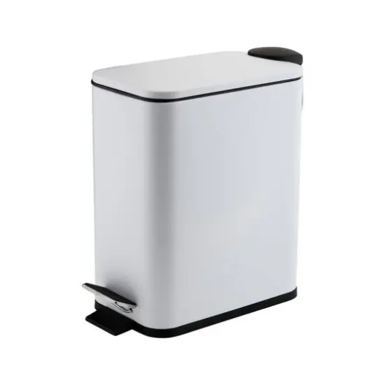Simplify White 5L Slim Rectangular Pedal Trash Bin with Soft Close Lid {1}