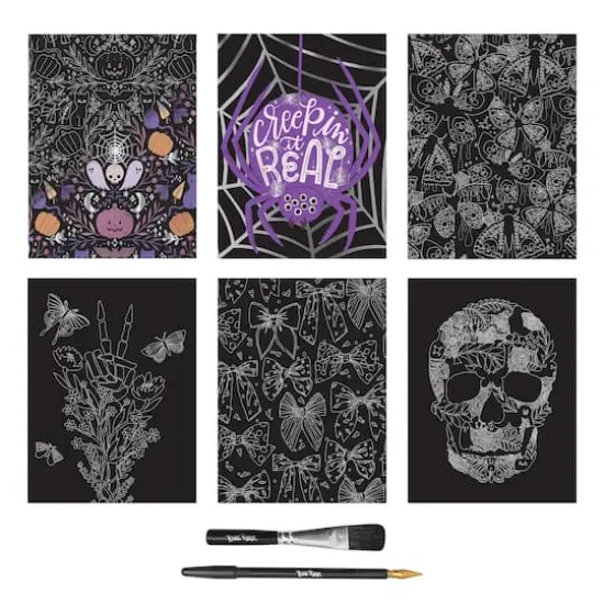Brea Reese&trade; 9" x 12" Halloween Patterns Scratch Art Paper Pad {3}