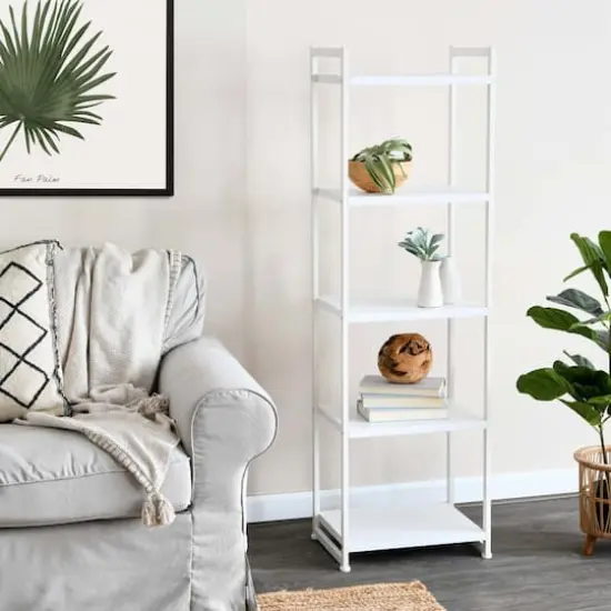 Household Essentials Jamestown 59" 5-Shelf Narrow Bookshelf White {4}