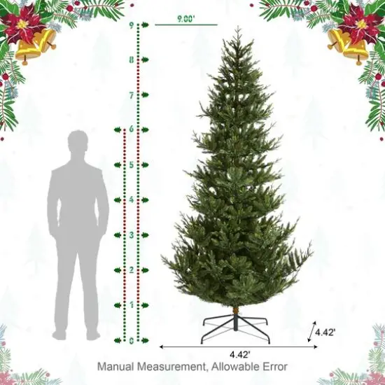 Glitzhome&reg; 9ft Pre-Lit Green Upward Slim Fir Artificial Christmas Tree, Multicolor LED Lights {9}