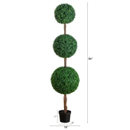 7ft. UV Resistant Artificial Triple Ball Boxwood Topiary Tree (Indoor/Outdoor) {3}
