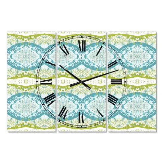 Designart Embossed Teal Pattern IV Multipanel Wall Clock {1}