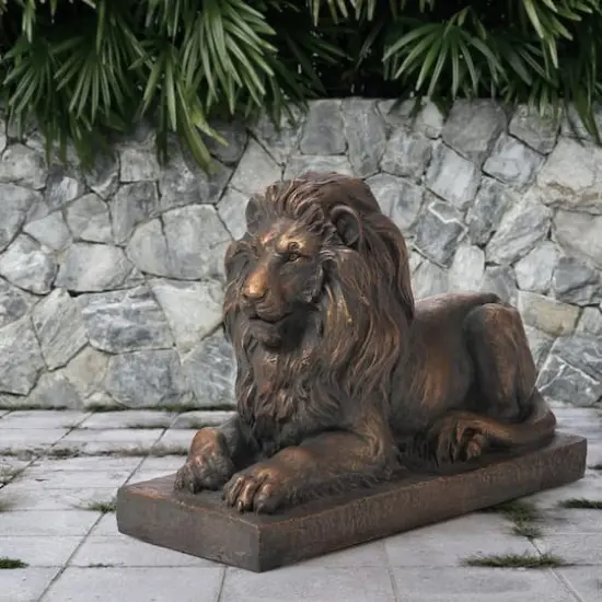 Glitzhome&reg; 22" Lying Guardian Lion Statue Brown {4}