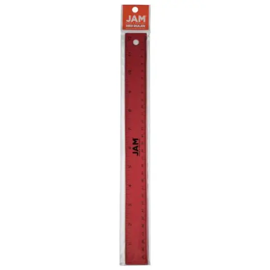 JAM Paper Metallic Stainless Steel Ruler Red {4}