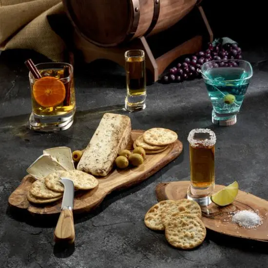 JoyJolt® 1.5oz. Aqua Vitae Square Off Base Shot Glasses, 4ct. {6}