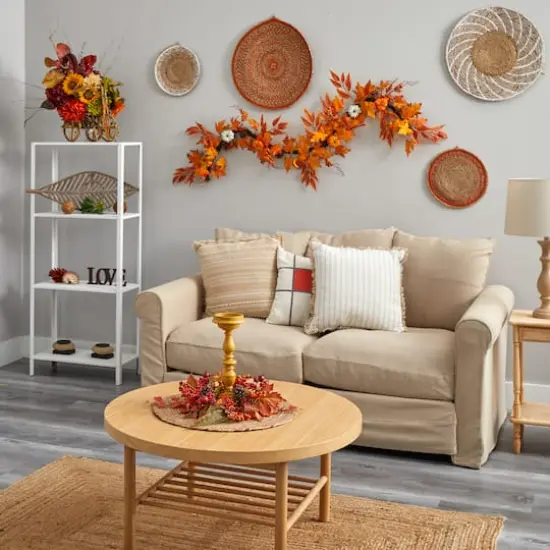 6ft. Maple Leaves, Pumpkins, Gourds, Berries & Pinecones Fall Garland {5}