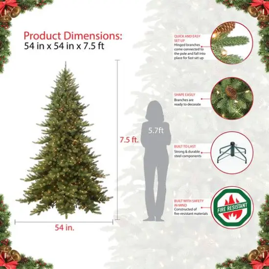 7.5ft. Pre-Lit Royal Majestic Fraser Fir Artificial Christmas Tree, Clear Lights {6}