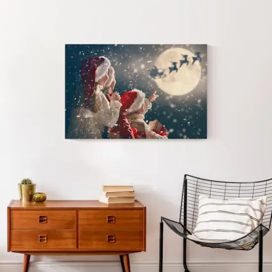 Magical Santa Sleigh Scene Canvas Wall Art {5}