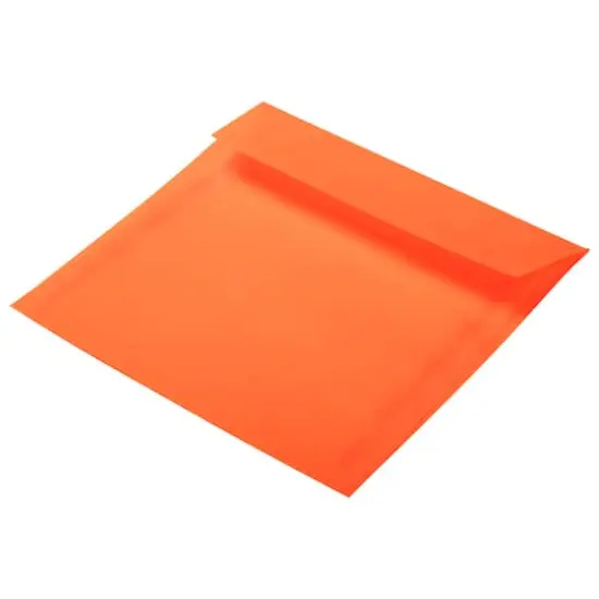 JAM Paper 6.5" Glamour Orange Square Translucent Vellum Envelopes, 25ct. {4}