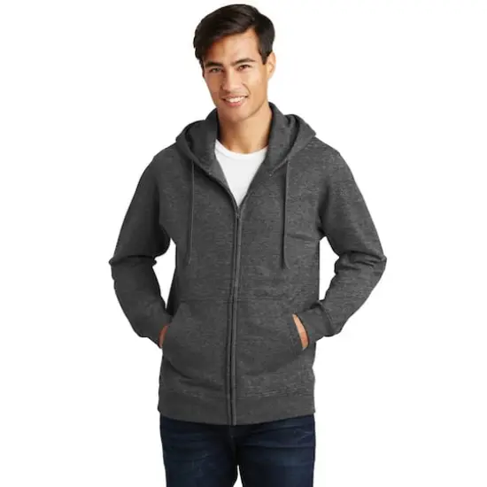 Port & Company&reg; Fan Favorite Fleece Full-Zip Hooded Sweatshirt Dark Heather Gray {4}