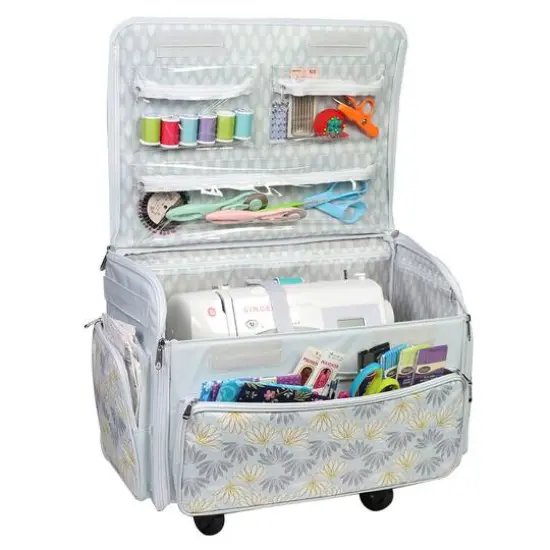 Everything Mary White 4-Wheels Deluxe Sewing Machine Storage Case {5}