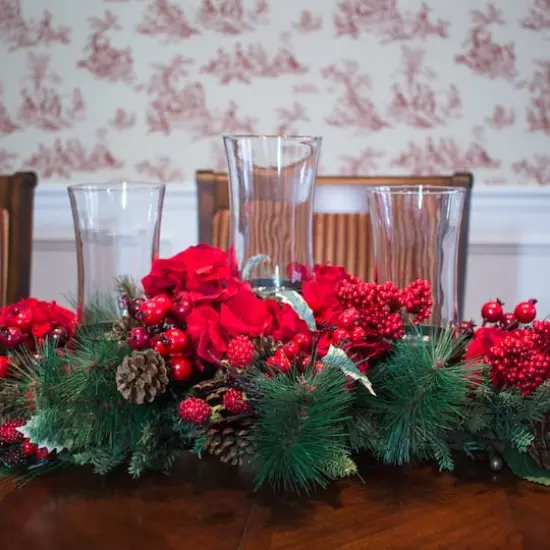 13" Hydrangea Holiday Candelabrum Artificial Arrangement {3}