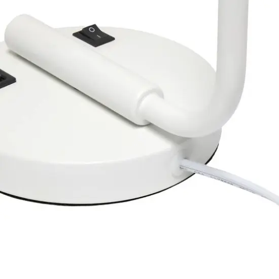 Lalia Home Iron Desk Lamp with USB Port and Glass Shade White {11}