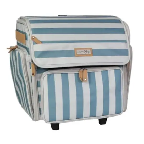 Everything Mary Blue and White Deluxe Collapsible Rolling Craft Bag {3}