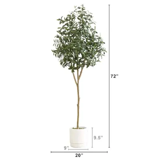 6ft. Artificial Olive Tree with White Decorative Planter {3}