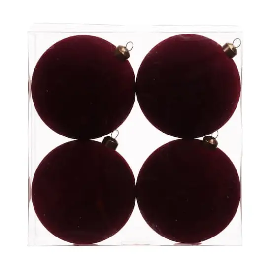 4 Pack 3.8" Flocked Shatterproof Ball Ornaments by Ashland&reg; Purple {1}