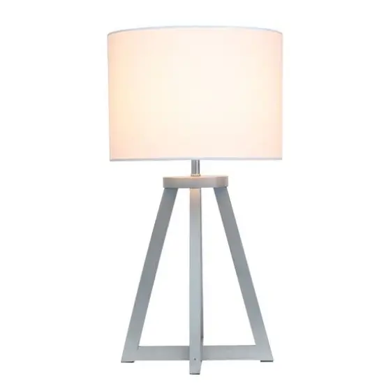 Simple Designs 19" Interlocked Triangular Table Lamp with White Shade Gray and White {3}