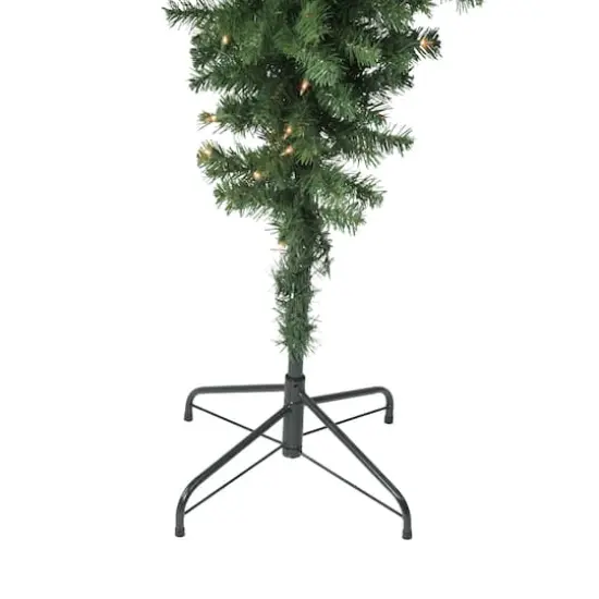 5.5ft. Pre-Lit Medium Spruce Upside Down Artificial Christmas Tree with Clear Lights {6}