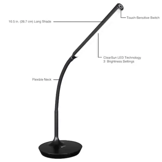 OttLite&reg; Extended Reach LED Desk Lamp Black {5}