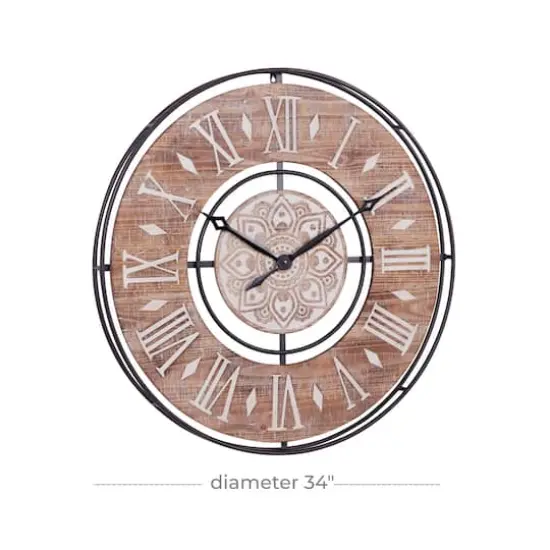 Brown Farmhouse Wood Wall Clock, 34" x 34" {9}