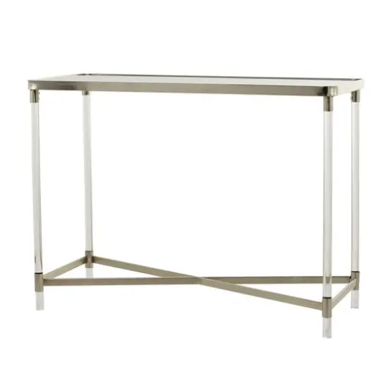 Silver Metal Contemporary Console Table, 44" x 19" x 33" {1}