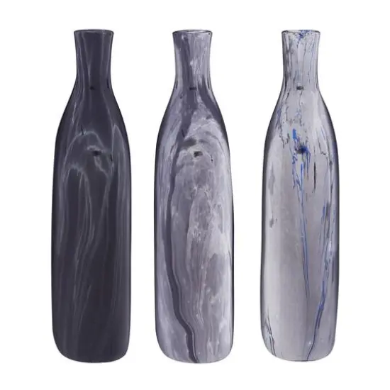 13" Gray Stoneware Contemporary Vase Set {8}