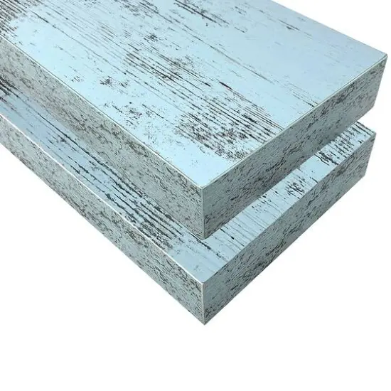 Sorbus Floating Faux Wood Shelf, 2ct. Aqua {4}