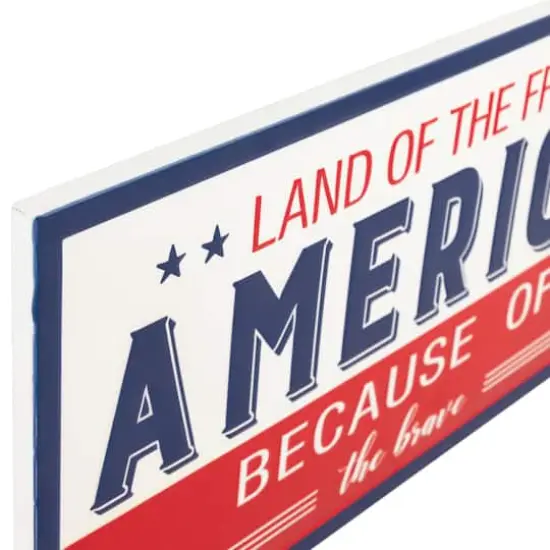 20" Land of the Free Because of the Brave Patriotic Metal Wall Sign {6}