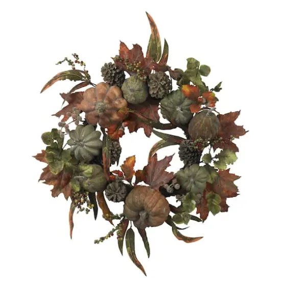 24" Pumpkin & Gourd Wreath {1}
