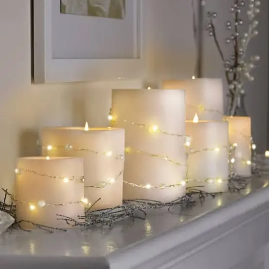40ct. Warm White Silver Pearl LED String Lights by Ashland&reg; {5}