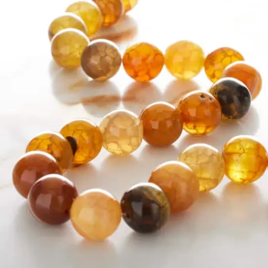 Yellow Crackled Agate Round Beads by Bead Landing&trade;  {3}
